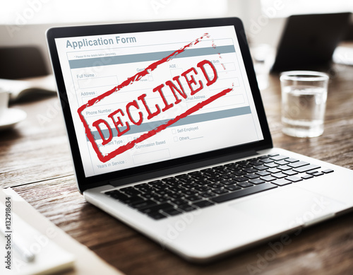 Rejected Declined Negative Document Form Concept