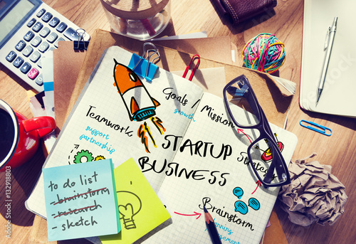 Start Up Business Rocket Ship Graphic Concept photo