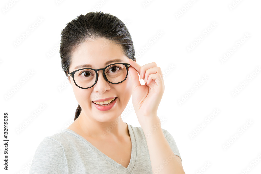 happy beautiful asian women love her new glasses eyewear happy beautiful asian women love her new glasses eyewear