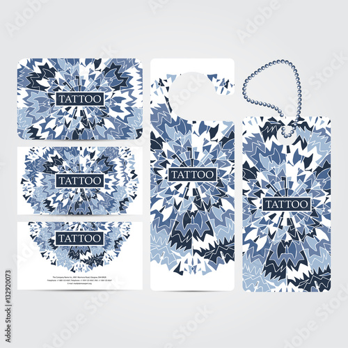 Corporate concept identity Tattoo salon  template set. Diamond business stationery mock-up. Branding design.  Vector illustration.