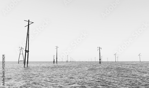 Abandoned power lines in sea