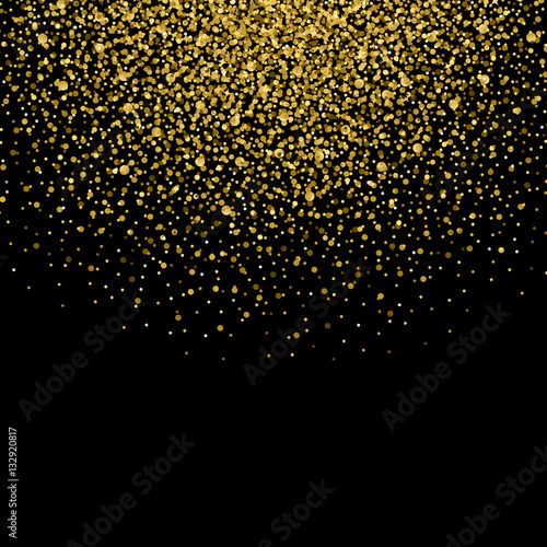 Gold confetti glitter on black background