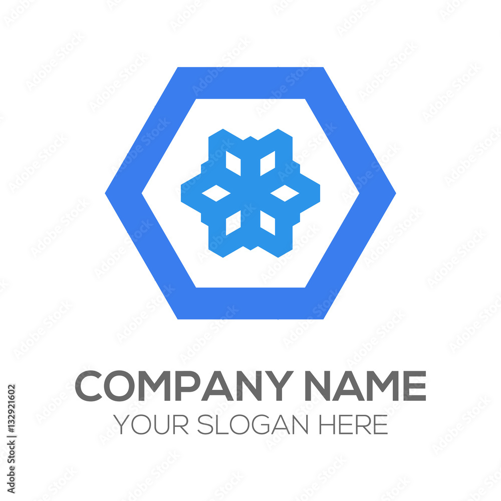 Blue hexagonal with flower in the center logo Blue hexagonal with flower in the center logo