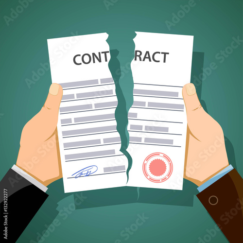 Two men breaking contracts. Dismissal and unemployment. Stock ve