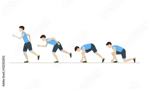 Running Man Step Positions Set. Vector