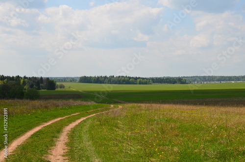 Fields near the garden in Russia