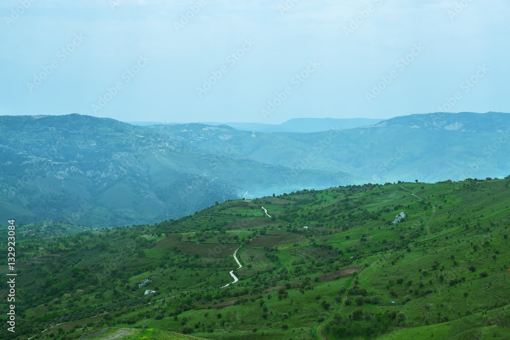 Green hills Cyprus in the spring day