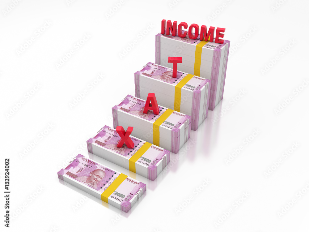 New Indian Currency with TAX- 3D Rendered Image New Indian Currency with TAX- 3D Rendered Image