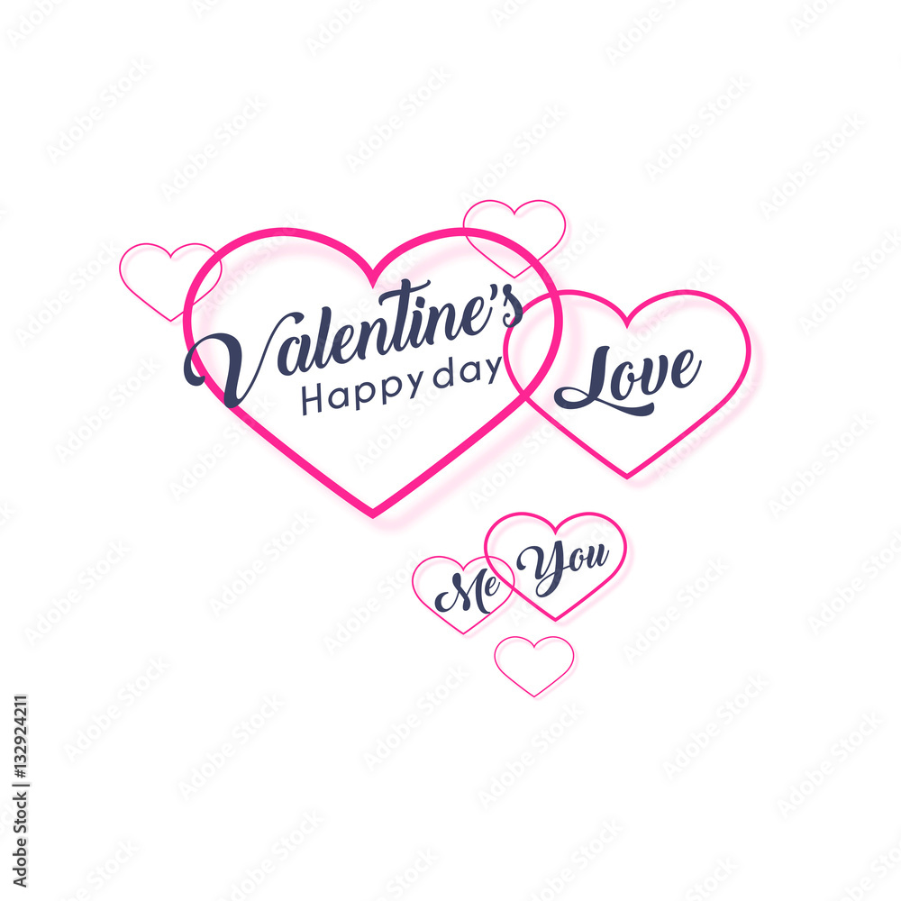 Heart shapes with text place for Happy Valentine day vector greeting card template 
