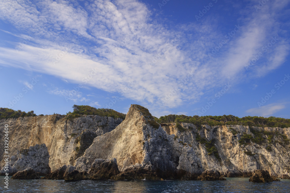 Nature landscape of Gargano National Park: coast of Tremiti Islands' archipelag,Italy (Apulia).San Domino island:View of the stacks Pagliai.
