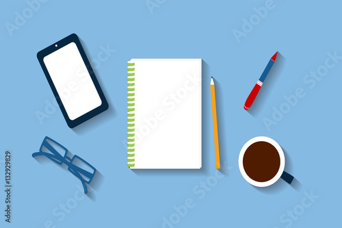 Office desk vector with shadow 