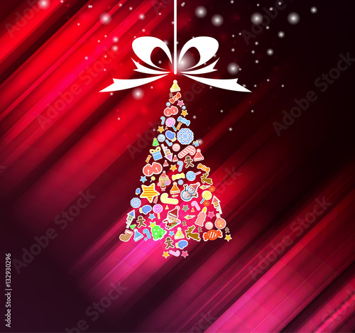 Vector christmas tree icon. Vector illustration for christmas ca