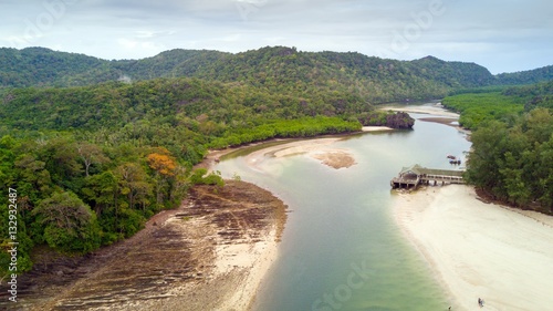 Tropical island aerial view