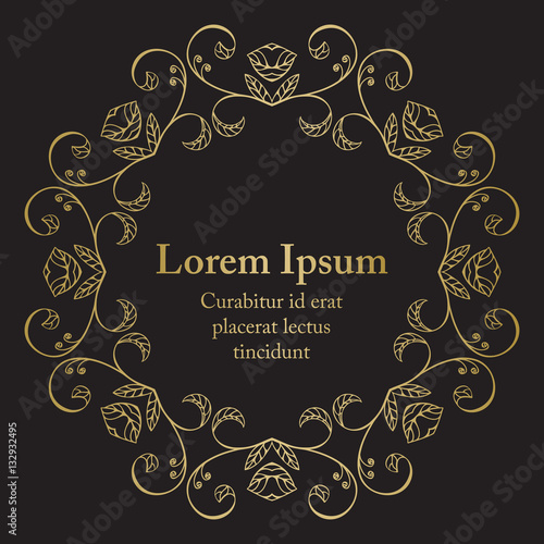 Background with gold graphic florals