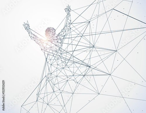 Running Man,Network connection turned into, vector illustration.