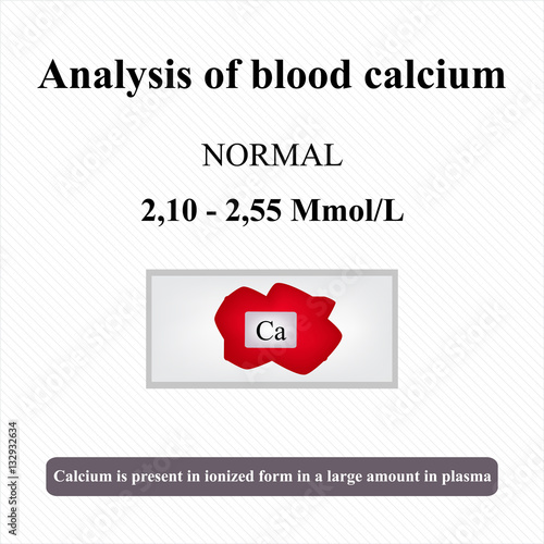 Analysis of blood calcium. The rate   in the . Vector illustration
