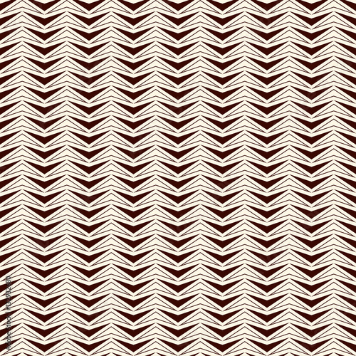 Outline zigzag abstract background. Red colors seamless pattern with repeated stylized triangles mosaic. Modern texture