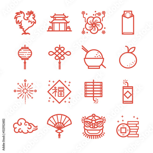 Chinese New Year icons set