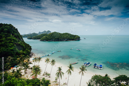 Fototapeta Naklejka Na Ścianę i Meble -  Bird eye view of Angthong national marine park, koh Samui, Suratthani, Thailand