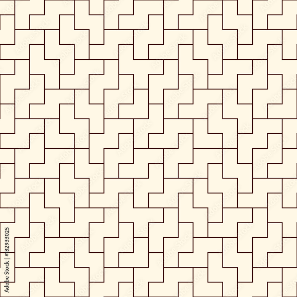 Outline seamless pattern with simple geometric ornament. Repeated puzzle mosaic abstract background. Outline seamless pattern with simple geometric ornament. Repeated puzzle mosaic abstract background.