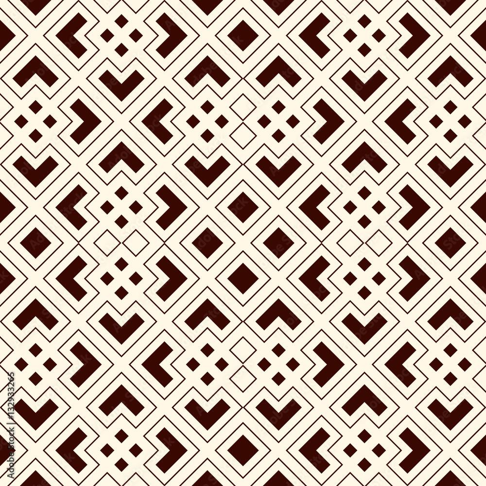 Outline seamless pattern with geometric figures. Repeated squares and rhombuses ornamental abstract background. Outline seamless pattern with geometric figures. Repeated squares and rhombuses ornamental abstract background.
