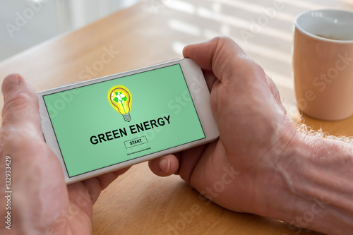 Green energy concept on a smartphone