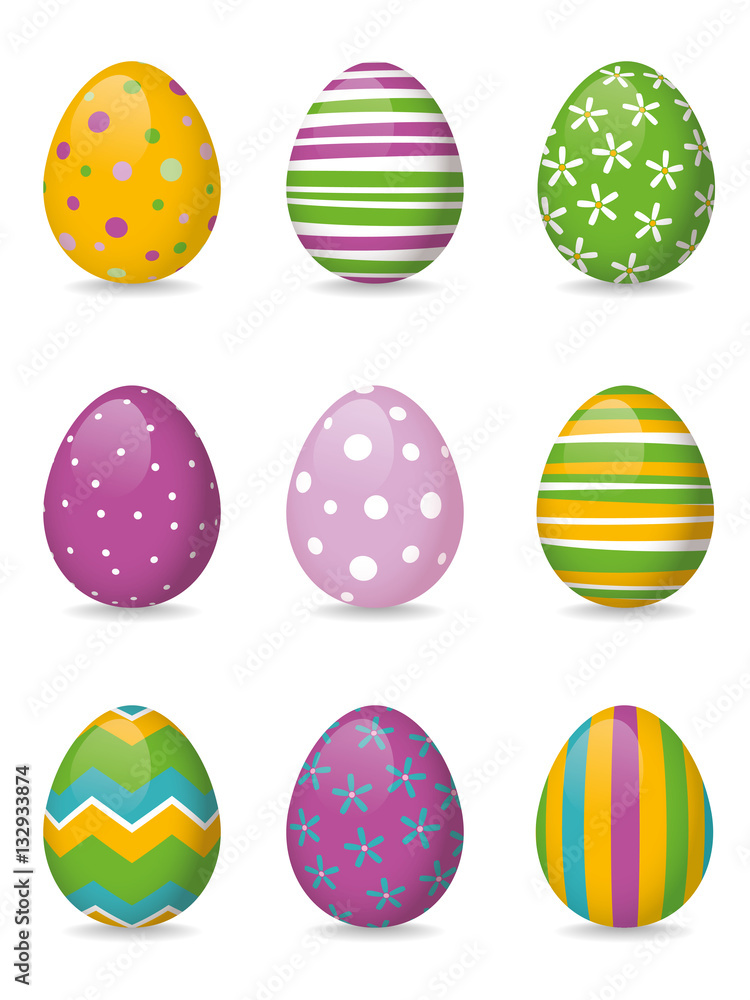 Colorful painted Easter eggs Vector Collection