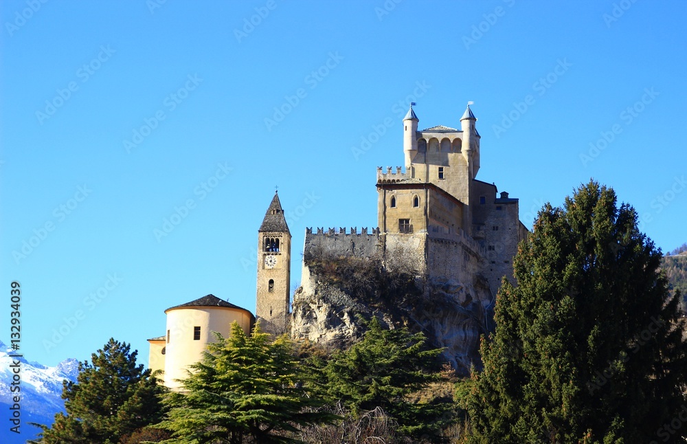 Castle in Aosta valley region, Italy 