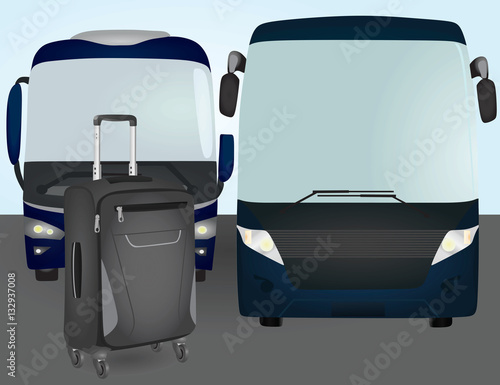 Suitcase on bus station travel concept vector