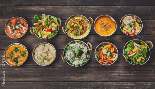 Принти на полотні Vegan and vegetarian indian cuisine hot spicy dishes