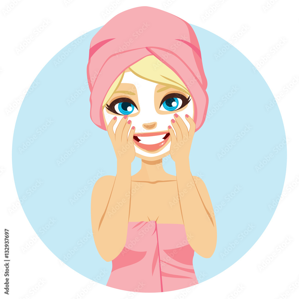 Beautiful young blonde woman with facial mask treatment Beautiful young blonde woman with facial mask treatment