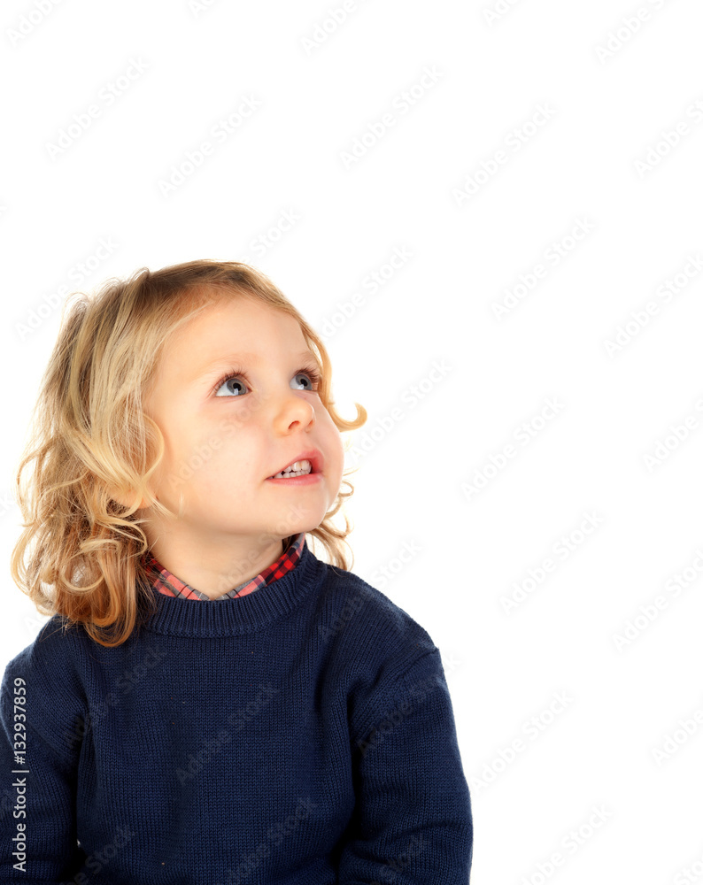 Pensive small blond child Pensive small blond child
