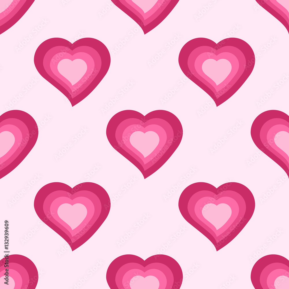 Vector seamless pattern with cute pink hearts