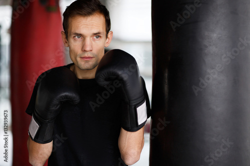 Portrait of athlete with gloves © snedorez