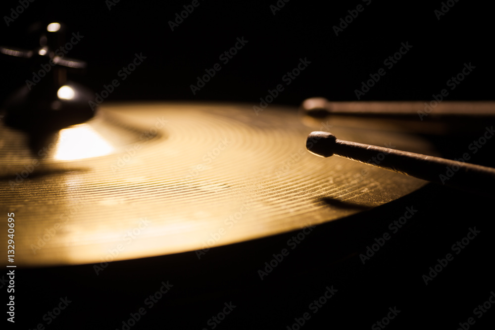Fototapeta premium Drum sticks and cymbal detail