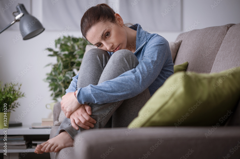 Sad woman at home Sad woman at home