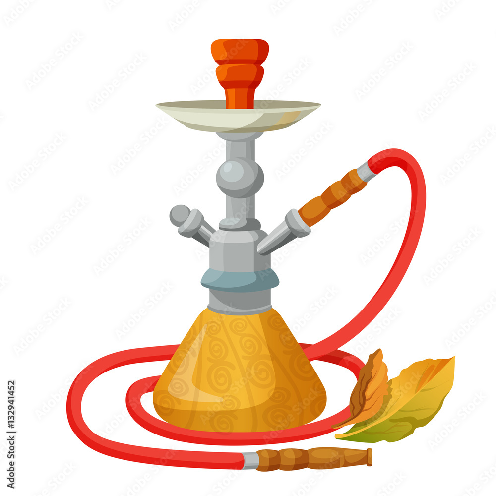Hookah calabash with one long red pipe isolated on white Hookah calabash with one long red pipe isolated on white