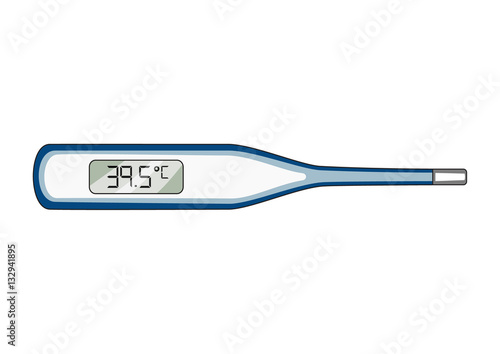 Vector image of a medical thermometer with a high temperature