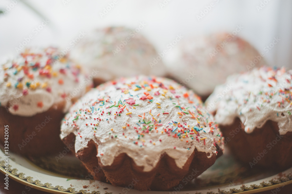 fresh Easter cakes on a baking sheet the table fresh Easter cakes on a baking sheet the table