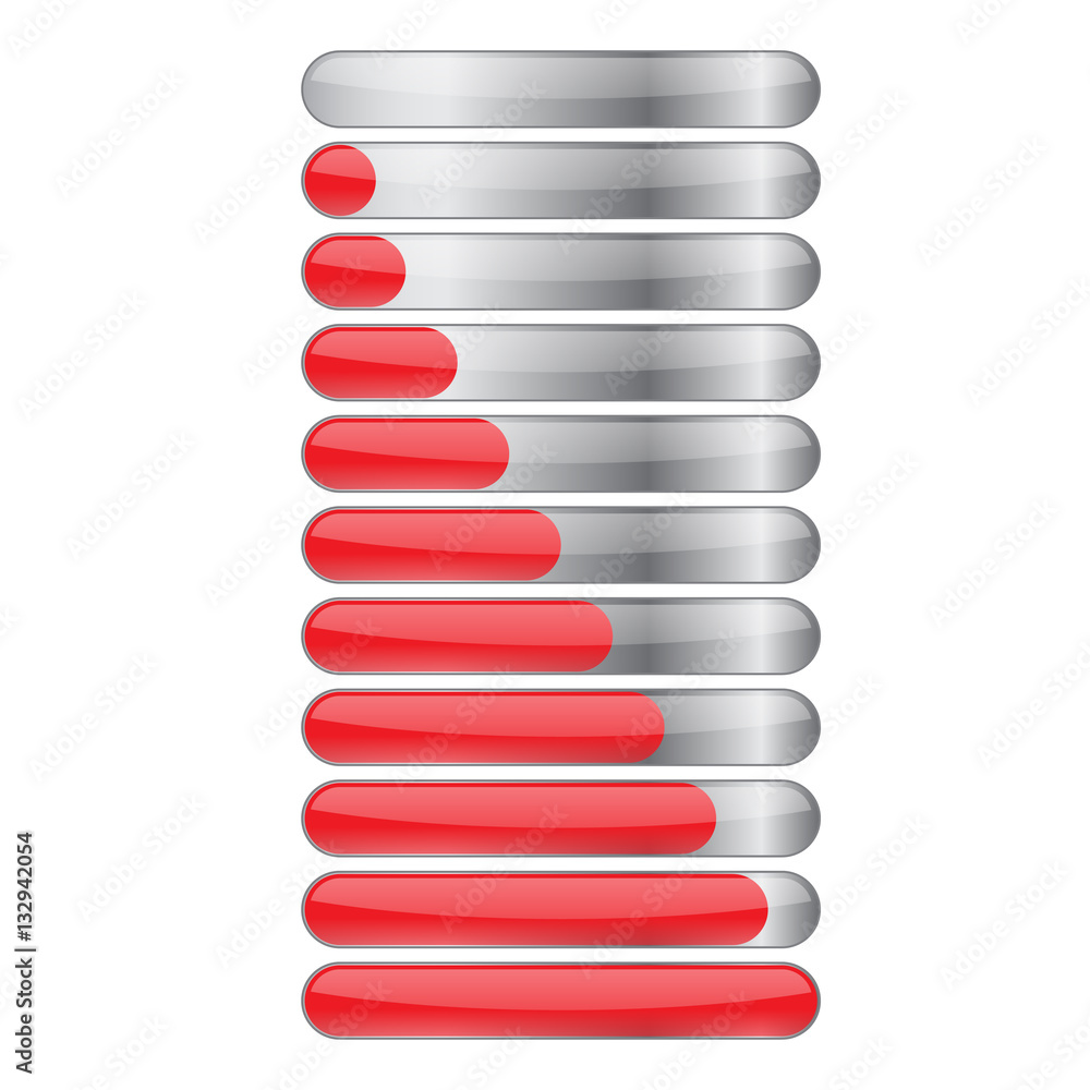 Red gloss glow glass colorful Loading bar element icon. Users completion indicator. Cluster lines. Uploading speed symbol. Internet page progress. Progress loading bar. Red gloss glow glass colorful Loading bar element icon. Users completion indicator. Cluster lines. Uploading speed symbol. Internet page progress. Progress loading bar.