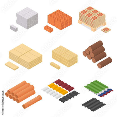 Construction Material Isometric View. Vector