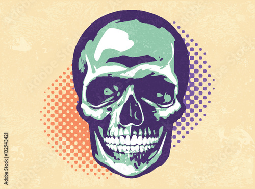 abstract skull with half tone background