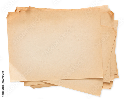 old paper stack isolated on white background