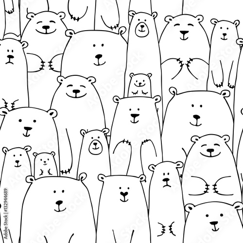 White bears family, seamless pattern for your design