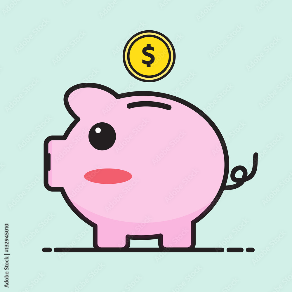 Pig bank cartoon vector design. Pig bank cartoon vector design.