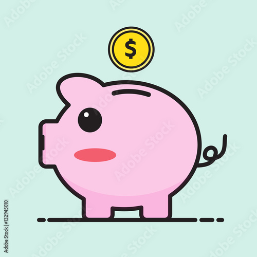 Pig bank cartoon vector design.