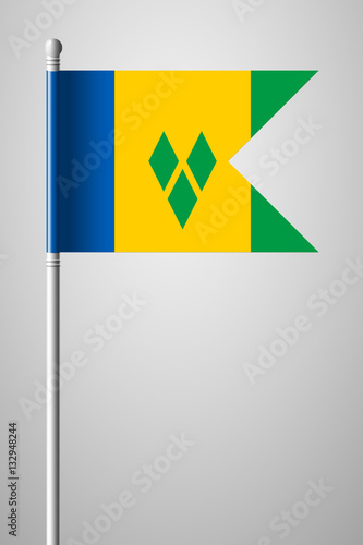 Flag of Saint Vincent and the Grenadines. National Flag on Flagp photo