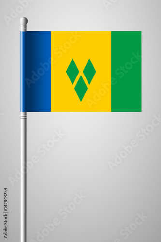 Flag of Saint Vincent and the Grenadines. National Flag on Flagp photo