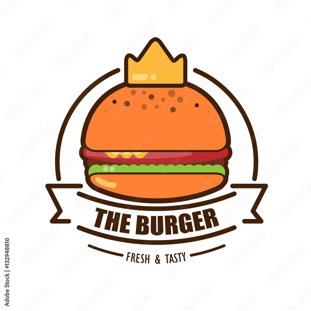 burger logo emblem colored shape line style burger logo emblem colored shape line style