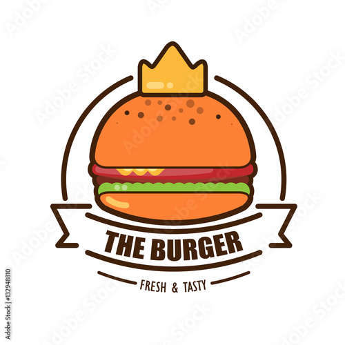 burger logo emblem colored shape line style